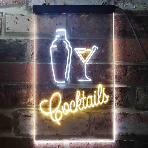 ADVPRO Cocktails Mixer Glass Bar  Dual Color LED Neon Sign st6-i3586 - White & Yellow