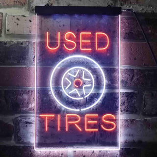 ADVPRO Used Tires Garage Shop Display  Dual Color LED Neon Sign st6-i3588 - White & Orange