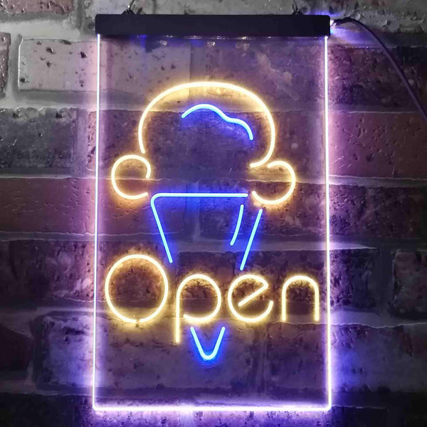 ADVPRO Open Ice Cream Shop  Dual Color LED Neon Sign st6-i3601 - Blue & Yellow