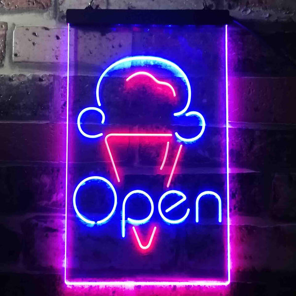 ADVPRO Open Ice Cream Shop  Dual Color LED Neon Sign st6-i3601 - Red & Blue