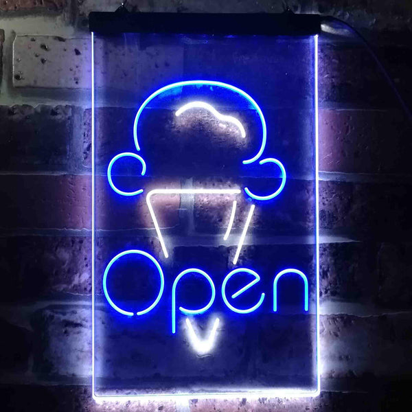 ADVPRO Open Ice Cream Shop  Dual Color LED Neon Sign st6-i3601 - White & Blue