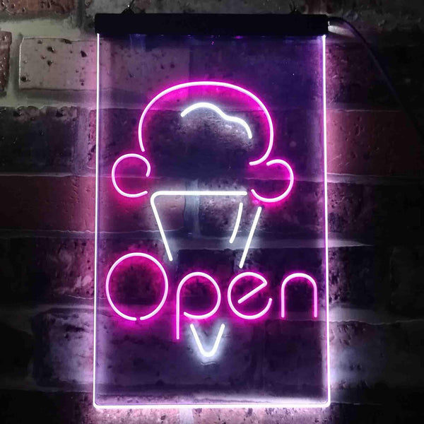 ADVPRO Open Ice Cream Shop  Dual Color LED Neon Sign st6-i3601 - White & Purple