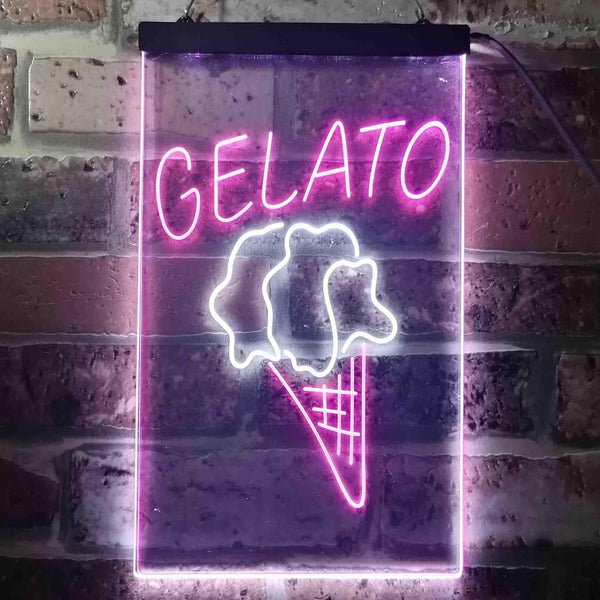 ADVPRO Gelato Ice Cream Shop  Dual Color LED Neon Sign st6-i3602 - White & Purple