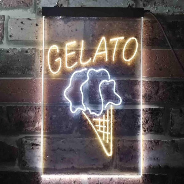 ADVPRO Gelato Ice Cream Shop  Dual Color LED Neon Sign st6-i3602 - White & Yellow