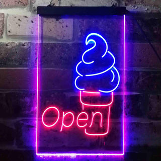 ADVPRO Ice Cream Open Shop  Dual Color LED Neon Sign st6-i3603 - Blue & Red