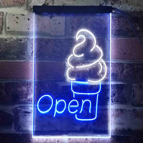 ADVPRO Ice Cream Open Shop  Dual Color LED Neon Sign st6-i3603 - White & Blue