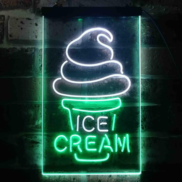 ADVPRO Ice Cream Cone Shop  Dual Color LED Neon Sign st6-i3604 - White & Green