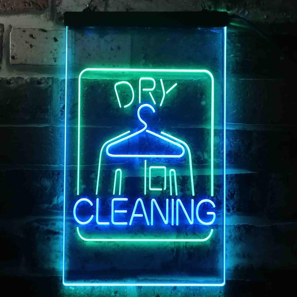 ADVPRO Dry Cleaning Laundry  Dual Color LED Neon Sign st6-i3607 - Green & Blue