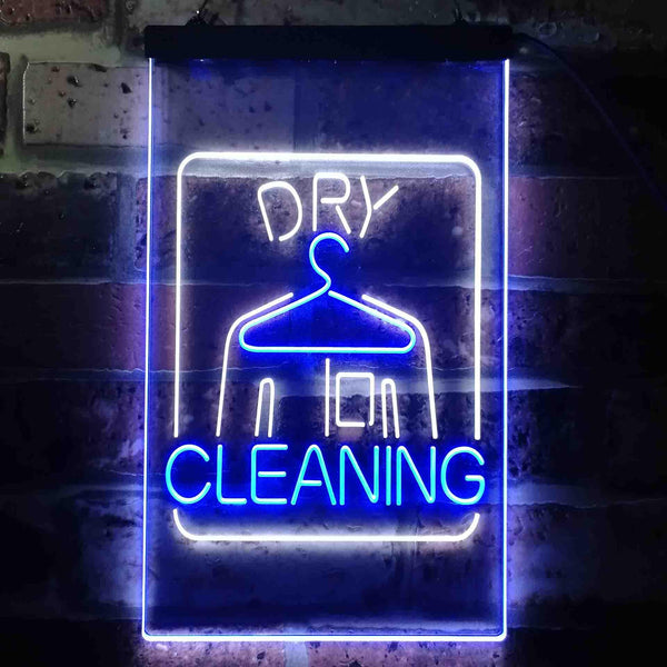 ADVPRO Dry Cleaning Laundry  Dual Color LED Neon Sign st6-i3607 - White & Blue