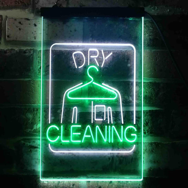 ADVPRO Dry Cleaning Laundry  Dual Color LED Neon Sign st6-i3607 - White & Green