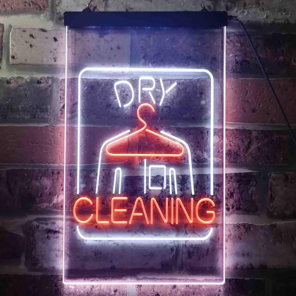 ADVPRO Dry Cleaning Laundry  Dual Color LED Neon Sign st6-i3607 - White & Orange