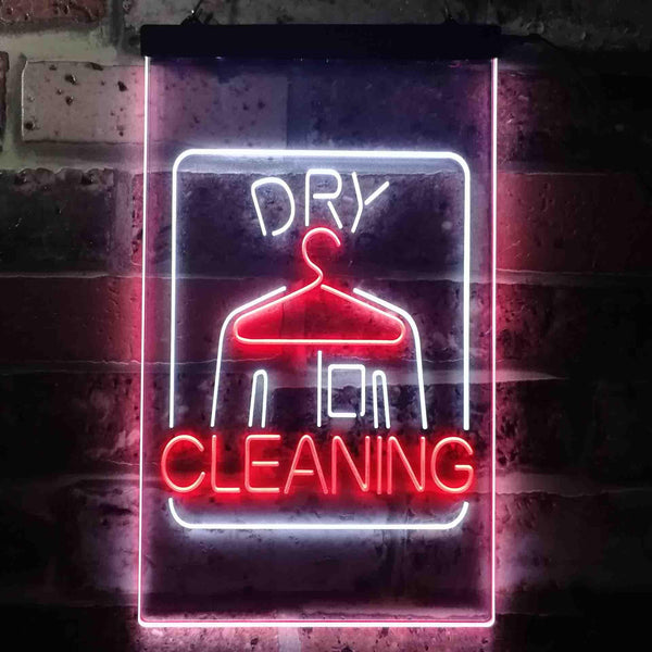 ADVPRO Dry Cleaning Laundry  Dual Color LED Neon Sign st6-i3607 - White & Red