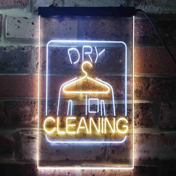 ADVPRO Dry Cleaning Laundry  Dual Color LED Neon Sign st6-i3607 - White & Yellow