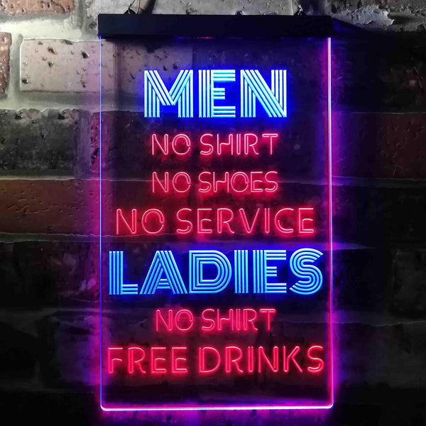 ADVPRO Ladies No Shirt Free Drinks Funny Humor Bar  Dual Color LED Neon Sign st6-i3617 - Blue & Red