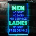 ADVPRO Ladies No Shirt Free Drinks Funny Humor Bar  Dual Color LED Neon Sign st6-i3617 - Green & Blue