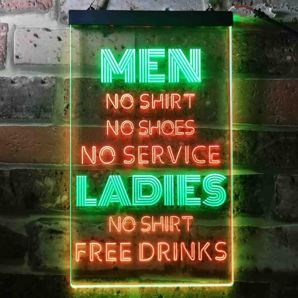 ADVPRO Ladies No Shirt Free Drinks Funny Humor Bar  Dual Color LED Neon Sign st6-i3617 - Green & Red