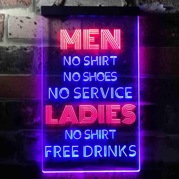 ADVPRO Ladies No Shirt Free Drinks Funny Humor Bar  Dual Color LED Neon Sign st6-i3617 - Red & Blue