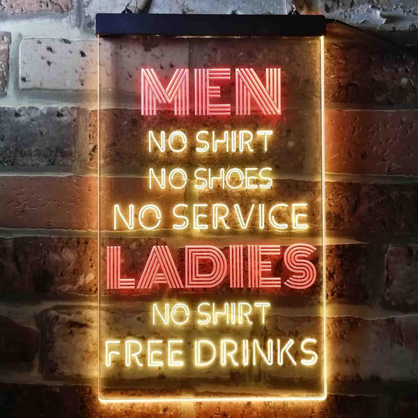 ADVPRO Ladies No Shirt Free Drinks Funny Humor Bar  Dual Color LED Neon Sign st6-i3617 - Red & Yellow