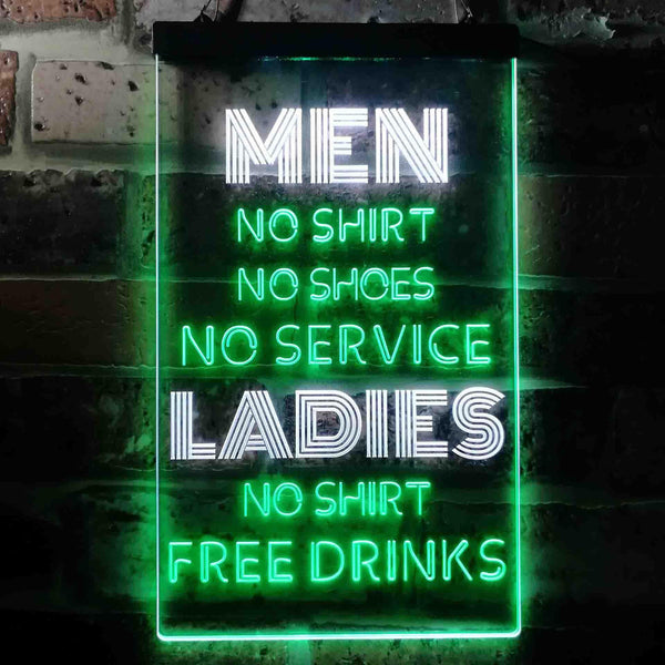 ADVPRO Ladies No Shirt Free Drinks Funny Humor Bar  Dual Color LED Neon Sign st6-i3617 - White & Green