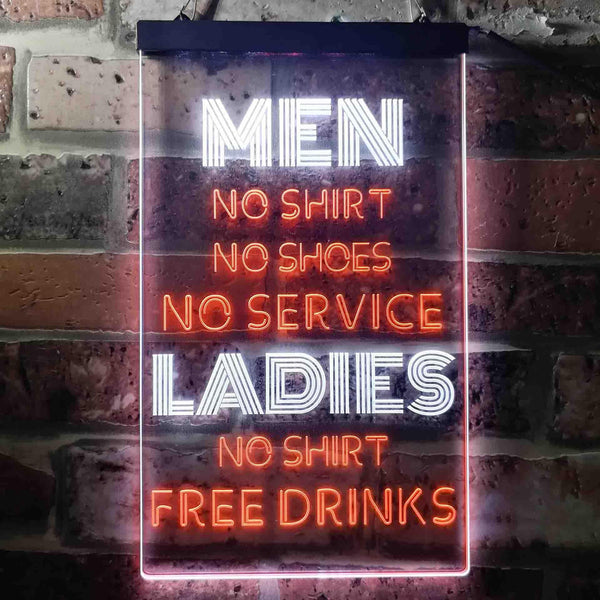 ADVPRO Ladies No Shirt Free Drinks Funny Humor Bar  Dual Color LED Neon Sign st6-i3617 - White & Orange