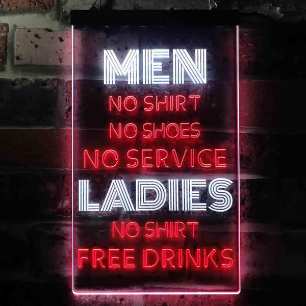 ADVPRO Ladies No Shirt Free Drinks Funny Humor Bar  Dual Color LED Neon Sign st6-i3617 - White & Red