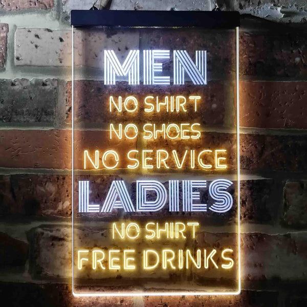 ADVPRO Ladies No Shirt Free Drinks Funny Humor Bar  Dual Color LED Neon Sign st6-i3617 - White & Yellow