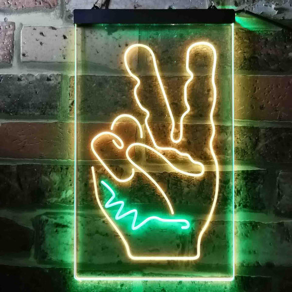 ADVPRO Peace Fingers V Man Cave Bedroom Decoration  Dual Color LED Neon Sign st6-i3618 - Green & Yellow