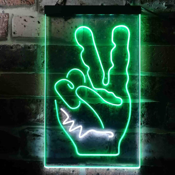 ADVPRO Peace Fingers V Man Cave Bedroom Decoration  Dual Color LED Neon Sign st6-i3618 - White & Green