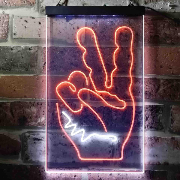 ADVPRO Peace Fingers V Man Cave Bedroom Decoration  Dual Color LED Neon Sign st6-i3618 - White & Orange