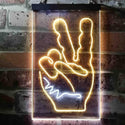 ADVPRO Peace Fingers V Man Cave Bedroom Decoration  Dual Color LED Neon Sign st6-i3618 - White & Yellow