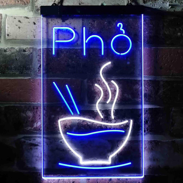 ADVPRO Pho Vietnam Noodle Night Eat  Dual Color LED Neon Sign st6-i3619 - White & Blue