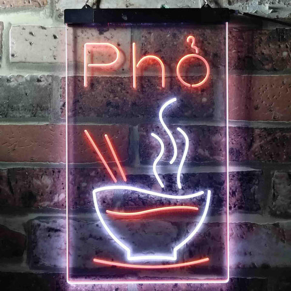 ADVPRO Pho Vietnam Noodle Night Eat  Dual Color LED Neon Sign st6-i3619 - White & Orange