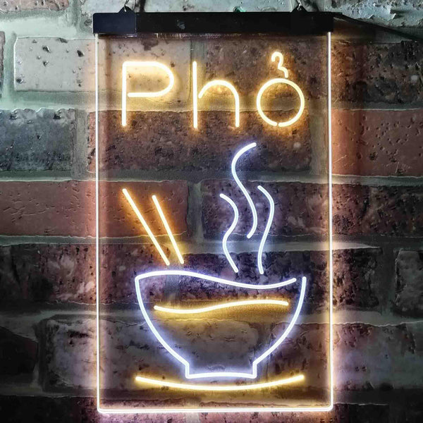 ADVPRO Pho Vietnam Noodle Night Eat  Dual Color LED Neon Sign st6-i3619 - White & Yellow