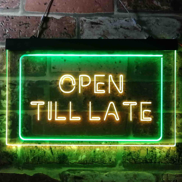 ADVPRO Open Till Late Night Eat Restaurant Open Dual Color LED Neon Sign st6-i3623 - Green & Yellow