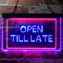 ADVPRO Open Till Late Night Eat Restaurant Open Dual Color LED Neon Sign st6-i3623 - Red & Blue