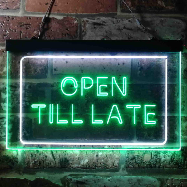 ADVPRO Open Till Late Night Eat Restaurant Open Dual Color LED Neon Sign st6-i3623 - White & Green