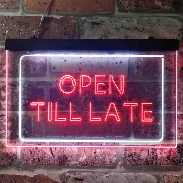 ADVPRO Open Till Late Night Eat Restaurant Open Dual Color LED Neon Sign st6-i3623 - White & Red