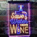 ADVPRO Save Water Drink Wine Humor Funny Bar Pub  Dual Color LED Neon Sign st6-i3625 - Blue & Yellow