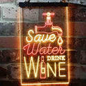 ADVPRO Save Water Drink Wine Humor Funny Bar Pub  Dual Color LED Neon Sign st6-i3625 - Red & Yellow