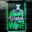 ADVPRO Save Water Drink Wine Humor Funny Bar Pub  Dual Color LED Neon Sign st6-i3625 - White & Green