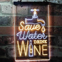 ADVPRO Save Water Drink Wine Humor Funny Bar Pub  Dual Color LED Neon Sign st6-i3625 - White & Yellow