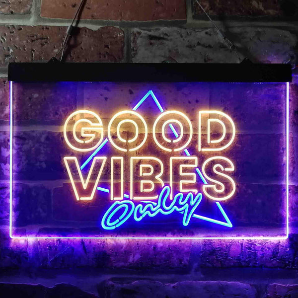ADVPRO Good Vibes Only Triangle Home Bar Decoration Dual Color LED Neon Sign st6-i3626 - Blue & Yellow
