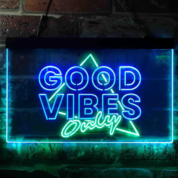 ADVPRO Good Vibes Only Triangle Home Bar Decoration Dual Color LED Neon Sign st6-i3626 - Green & Blue