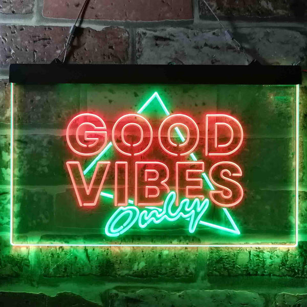 ADVPRO Good Vibes Only Triangle Home Bar Decoration Dual Color LED Neon Sign st6-i3626 - Green & Red