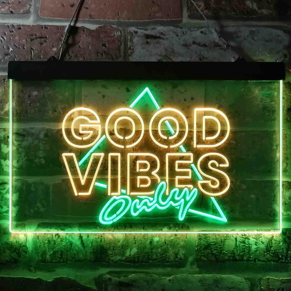 ADVPRO Good Vibes Only Triangle Home Bar Decoration Dual Color LED Neon Sign st6-i3626 - Green & Yellow