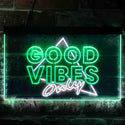 ADVPRO Good Vibes Only Triangle Home Bar Decoration Dual Color LED Neon Sign st6-i3626 - White & Green
