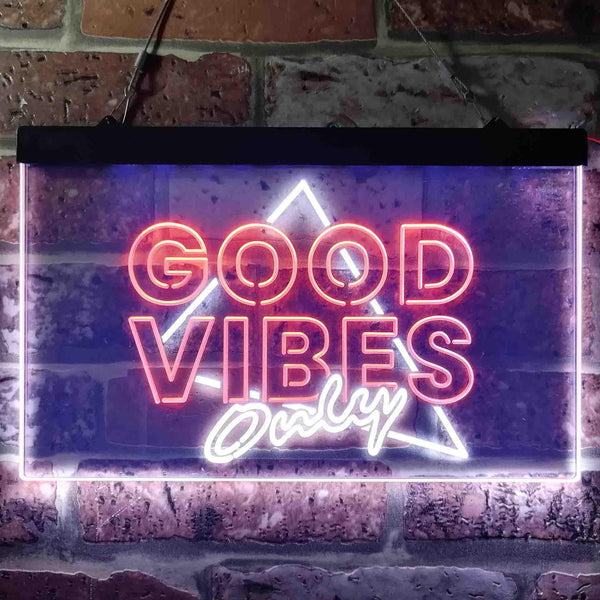 ADVPRO Good Vibes Only Triangle Home Bar Decoration Dual Color LED Neon Sign st6-i3626 - White & Orange