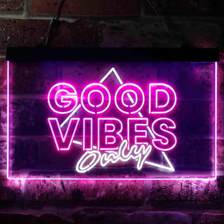 ADVPRO Good Vibes Only Triangle Home Bar Decoration Dual Color LED Neon Sign st6-i3626 - White & Purple