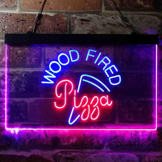 ADVPRO Wood Fired Pizza Restaurant Cafe Shop Dual Color LED Neon Sign st6-i3627 - Blue & Red