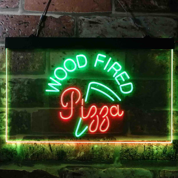 ADVPRO Wood Fired Pizza Restaurant Cafe Shop Dual Color LED Neon Sign st6-i3627 - Green & Red